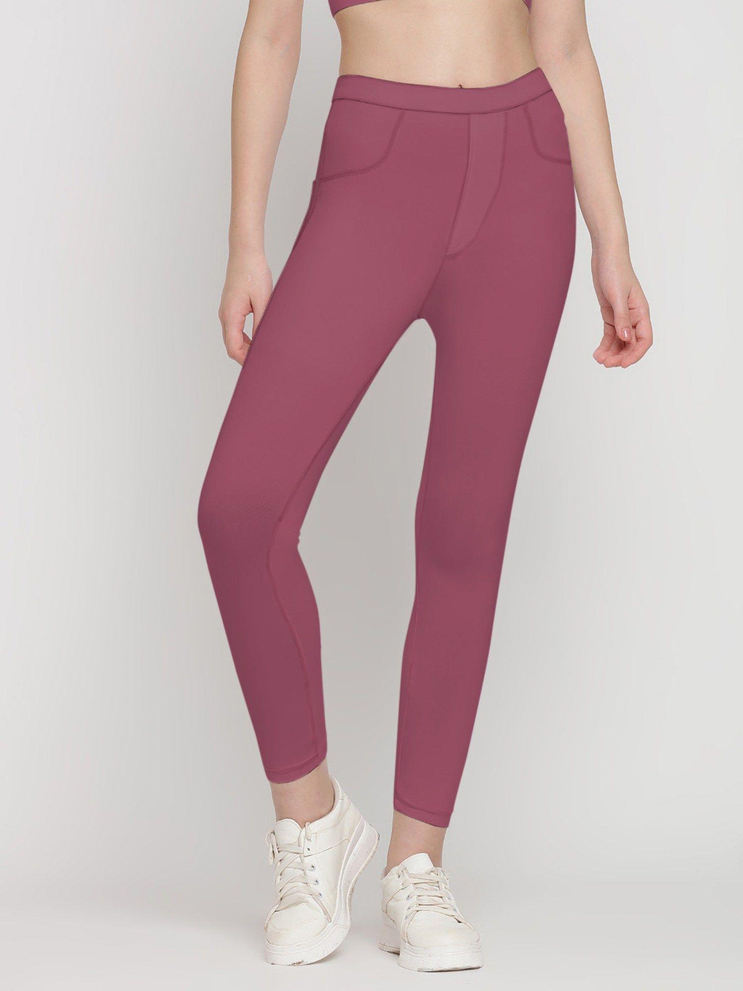 mauve flex fit back pocket tights