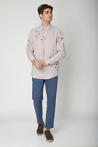 mauve floral printed shirt