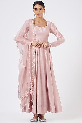 mauve gota patti embroidered anarkali set