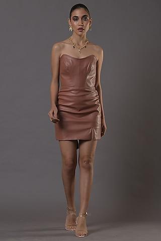 mauve leather mini corset dress