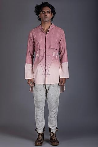 mauve ombre embroidered shirt