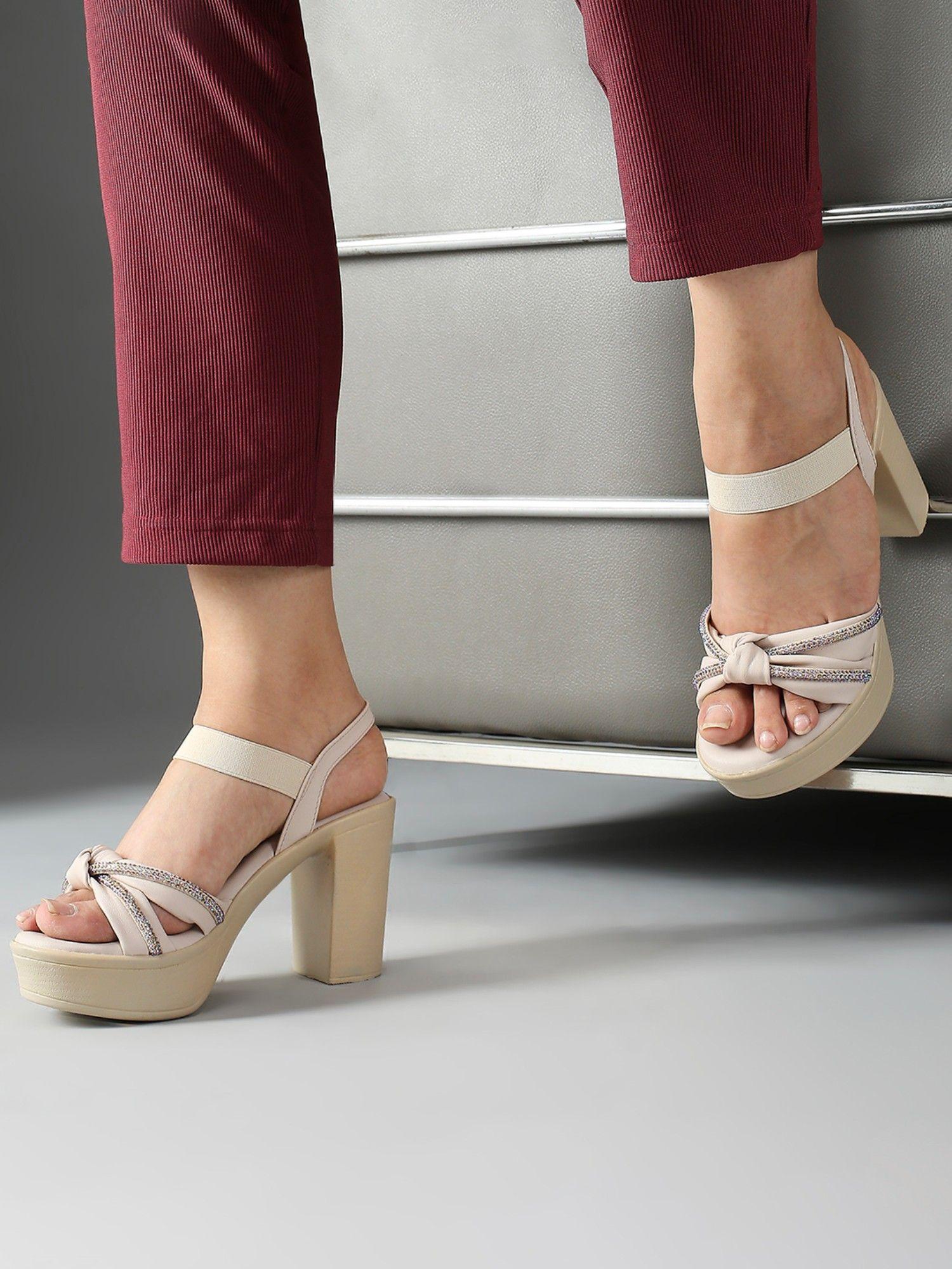 mauve party block sandal heels