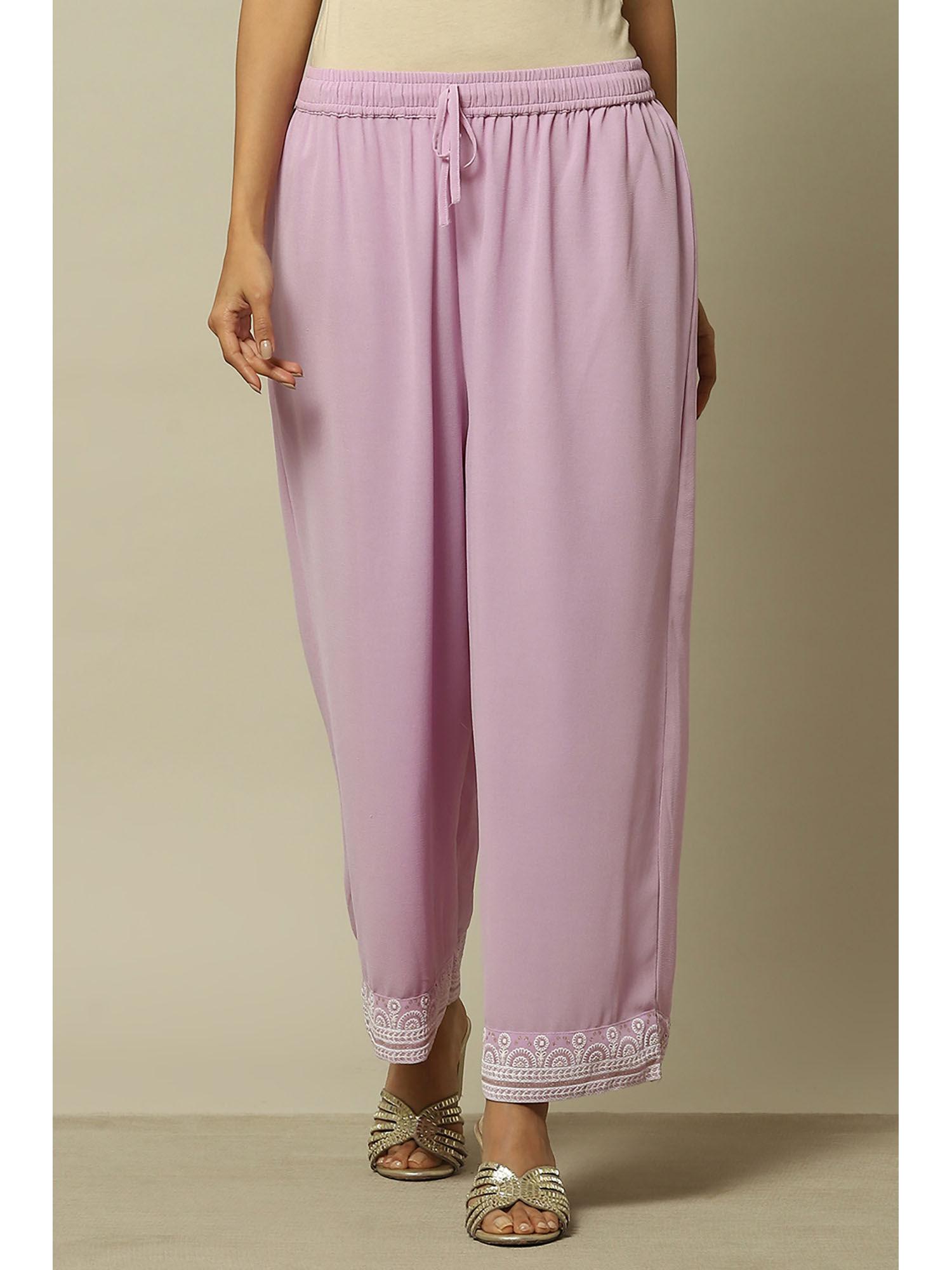 mauve poly georgette straight palazzo