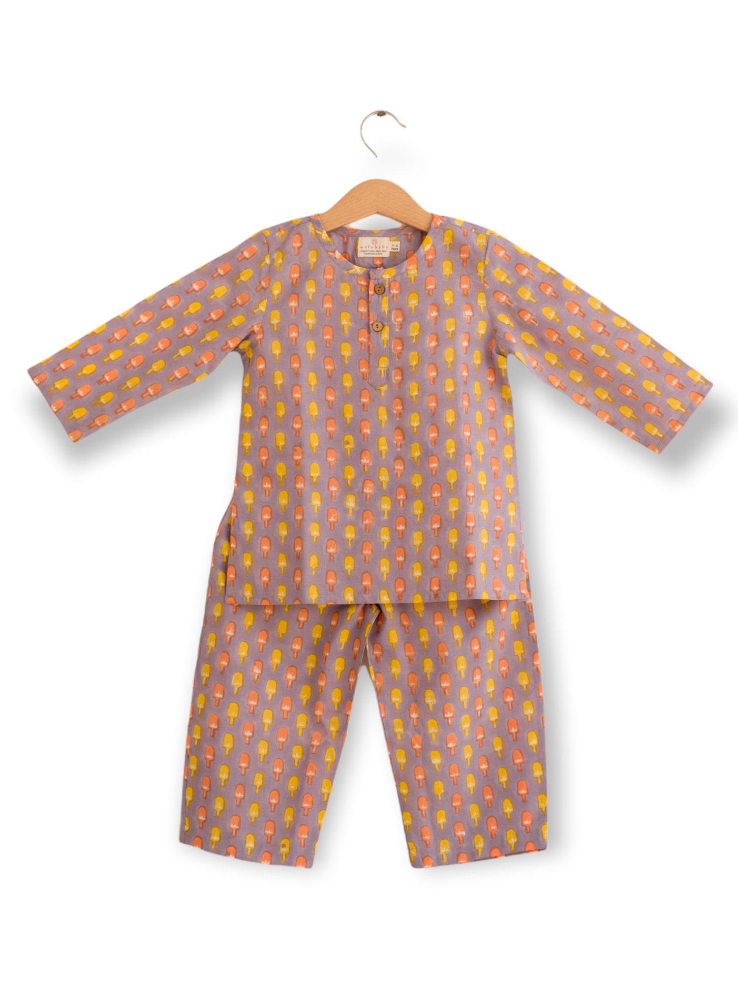 mauve popsicles organic cotton pyjama set (set of 2)