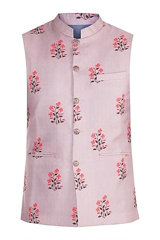 mauve printed bundi jacket