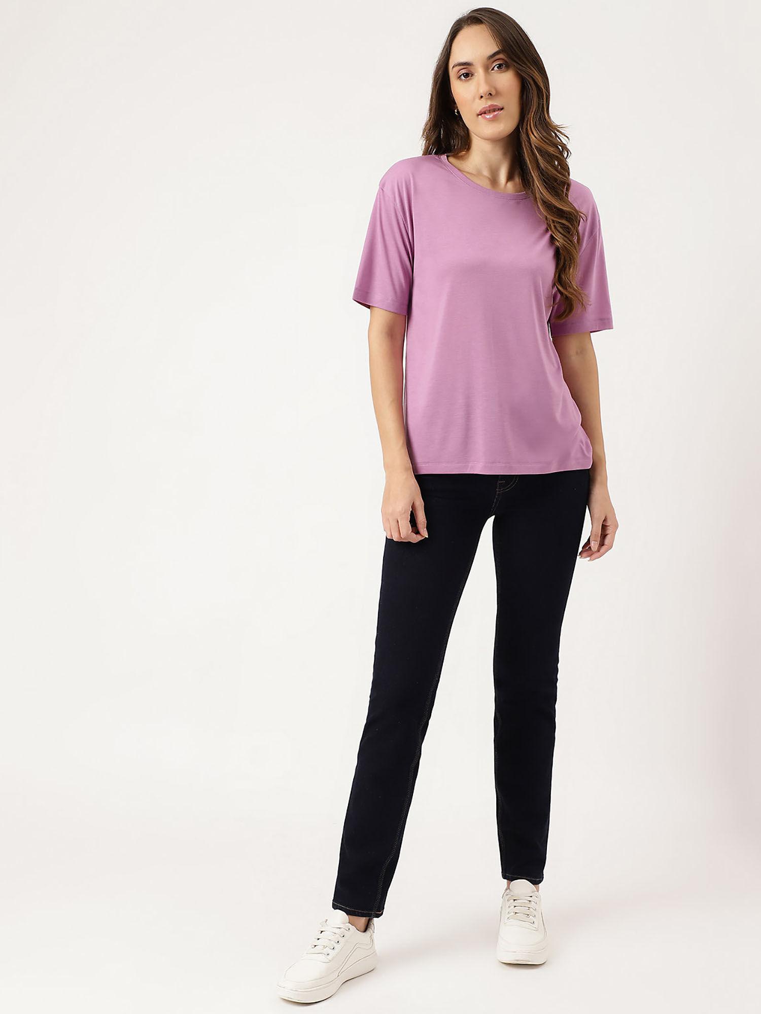 mauve solid relaxed fit t-shirt