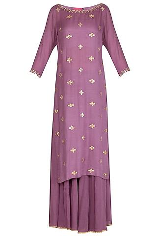 mauve wrinkled modal sharara set for girls