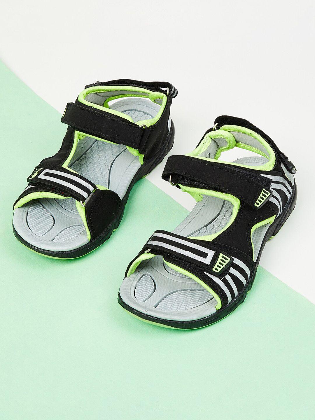 max boys black self-design sports sandals