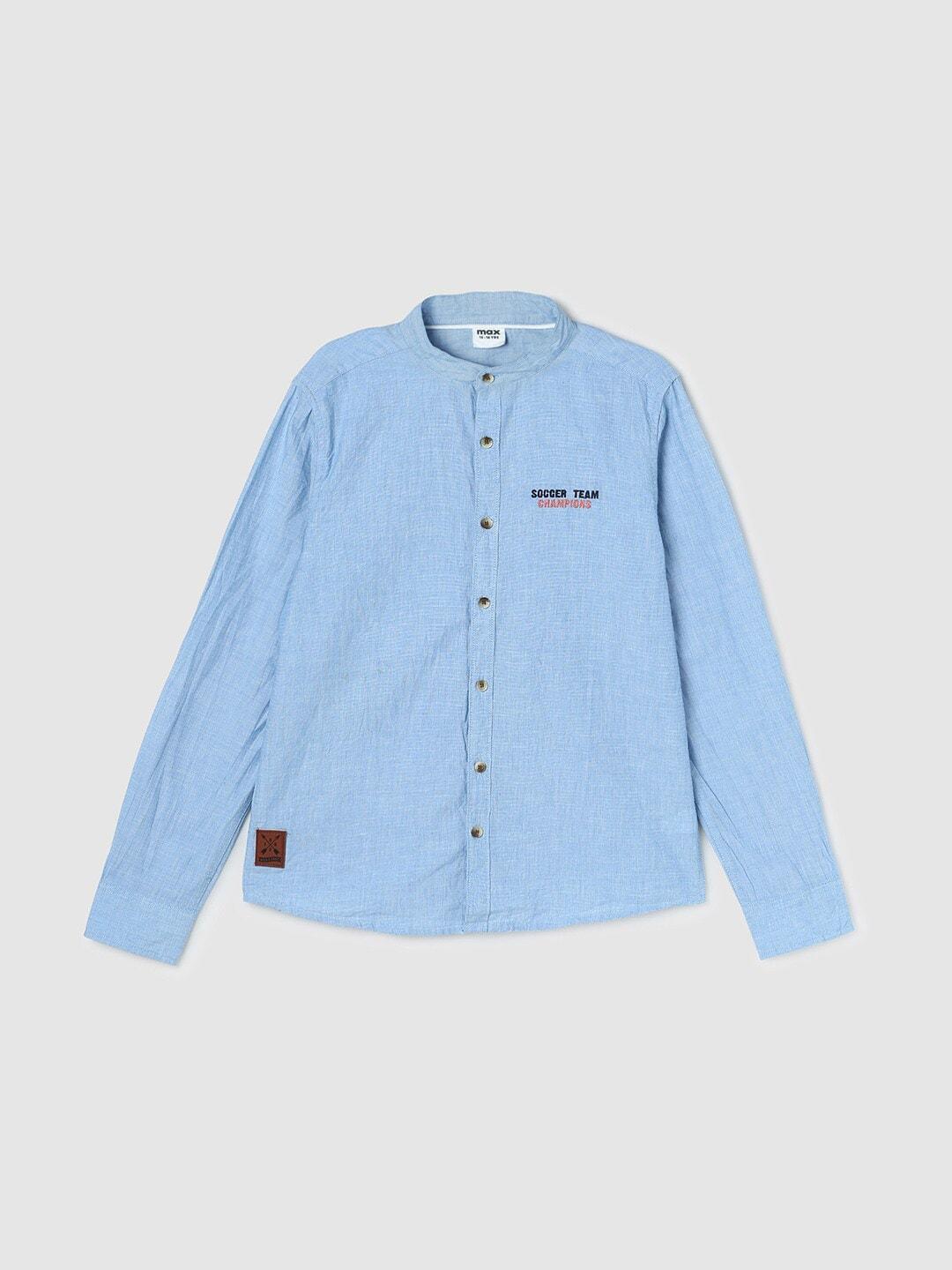 max boys blue casual cotton shirt
