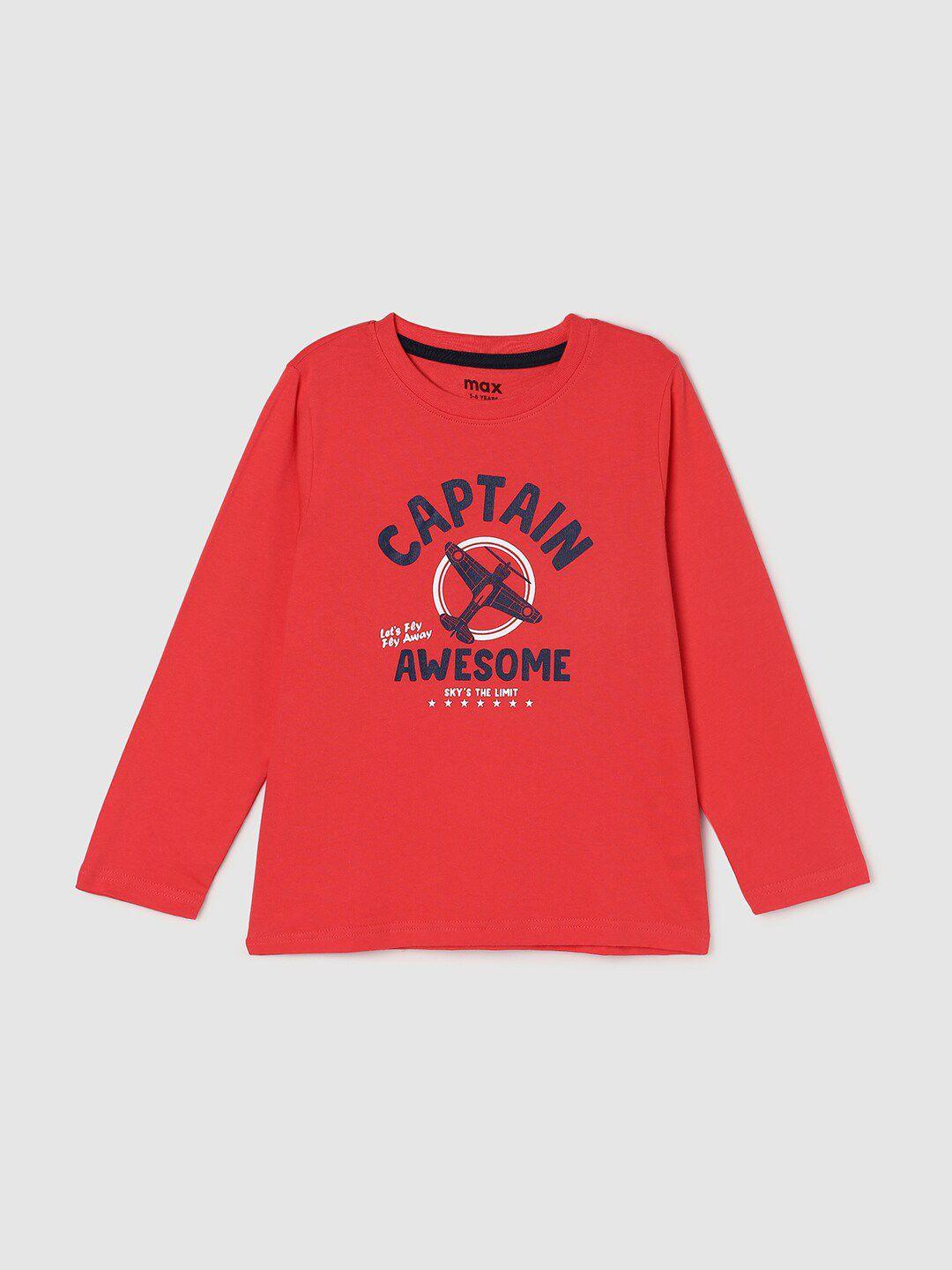 max-boys-coral-typography-printed-cotton-long-sleeves-t-shirt