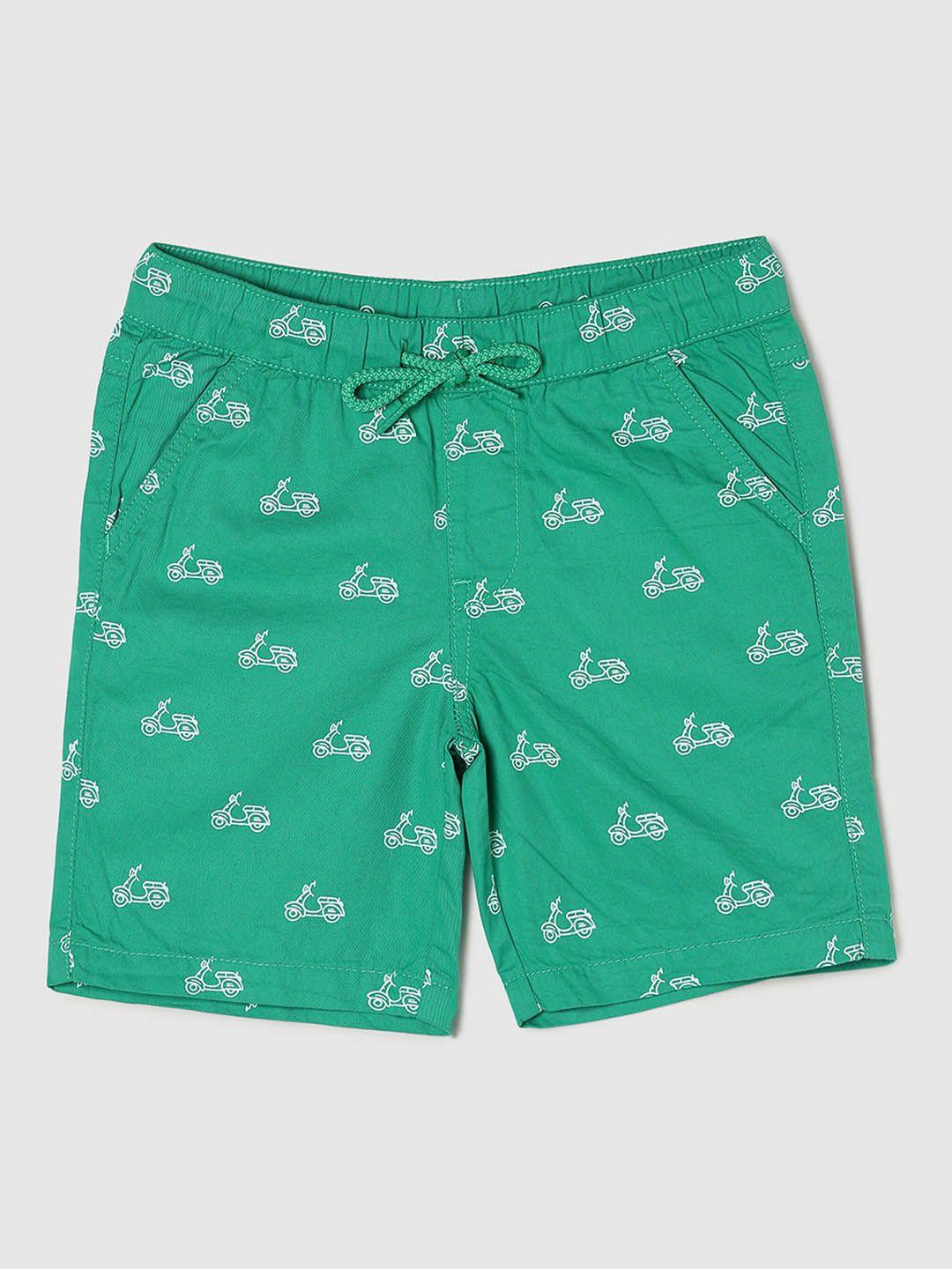 max boys green conversational printed shorts