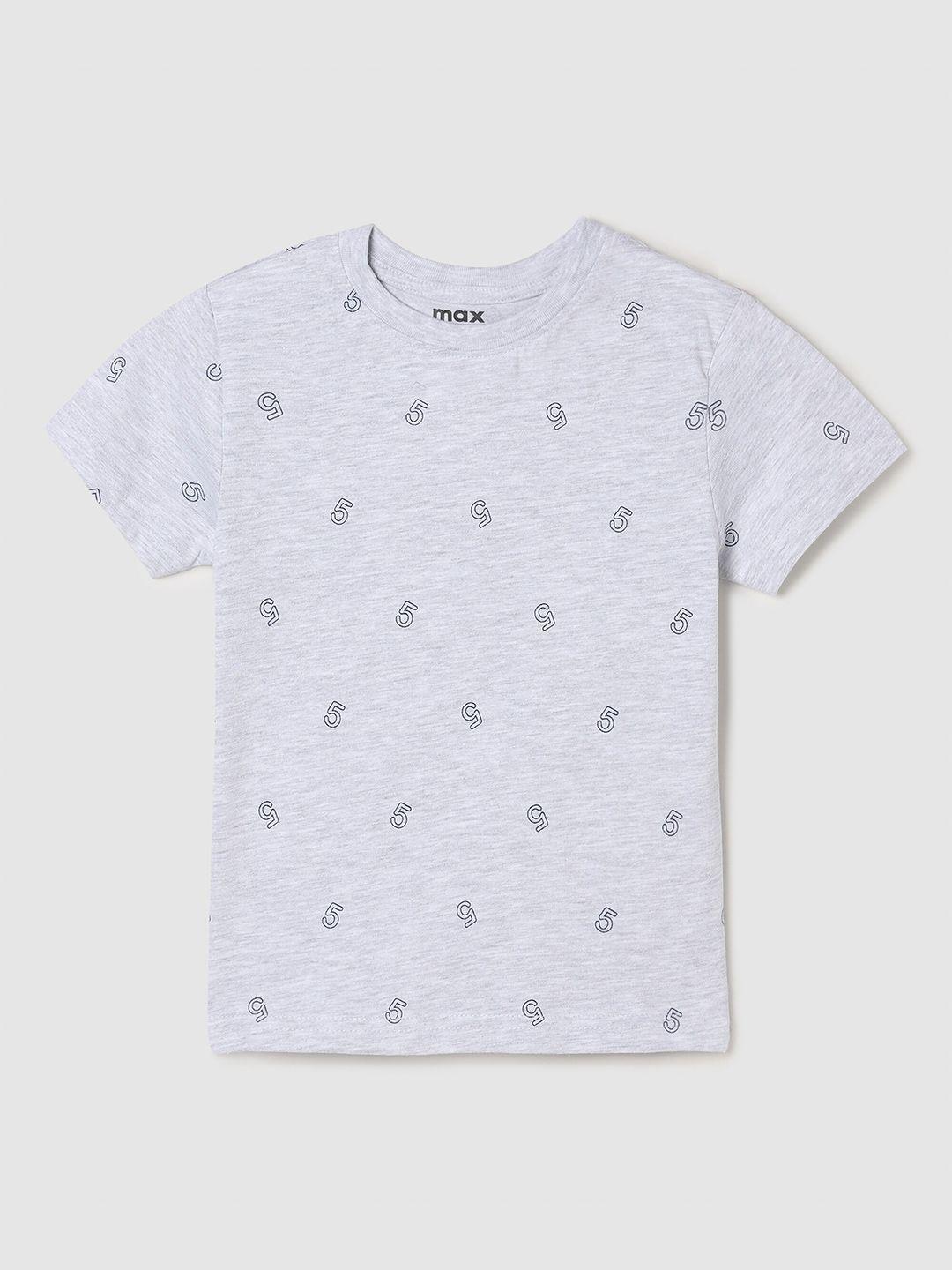 max boys grey printed pure cotton t-shirt