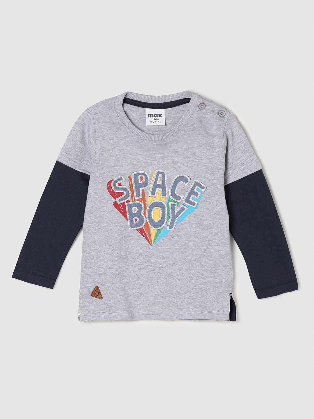 max-boys-grey-typography-printed-pure-cotton-t-shirt