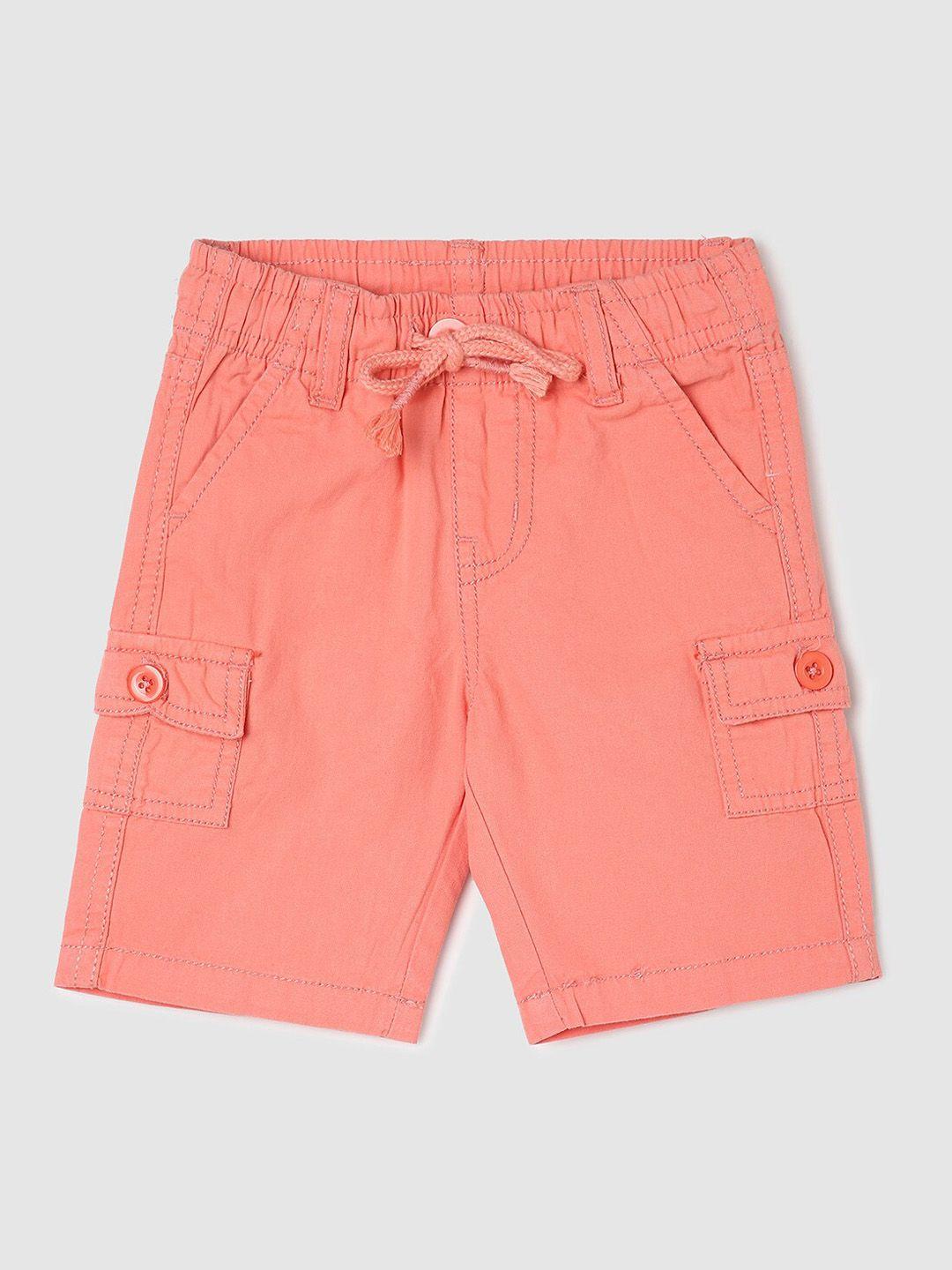 max boys mid-rise pure cotton cargo shorts