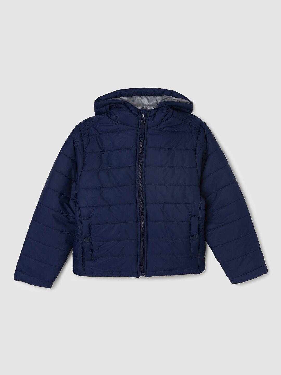 max boys navy blue puffer hooded jacket