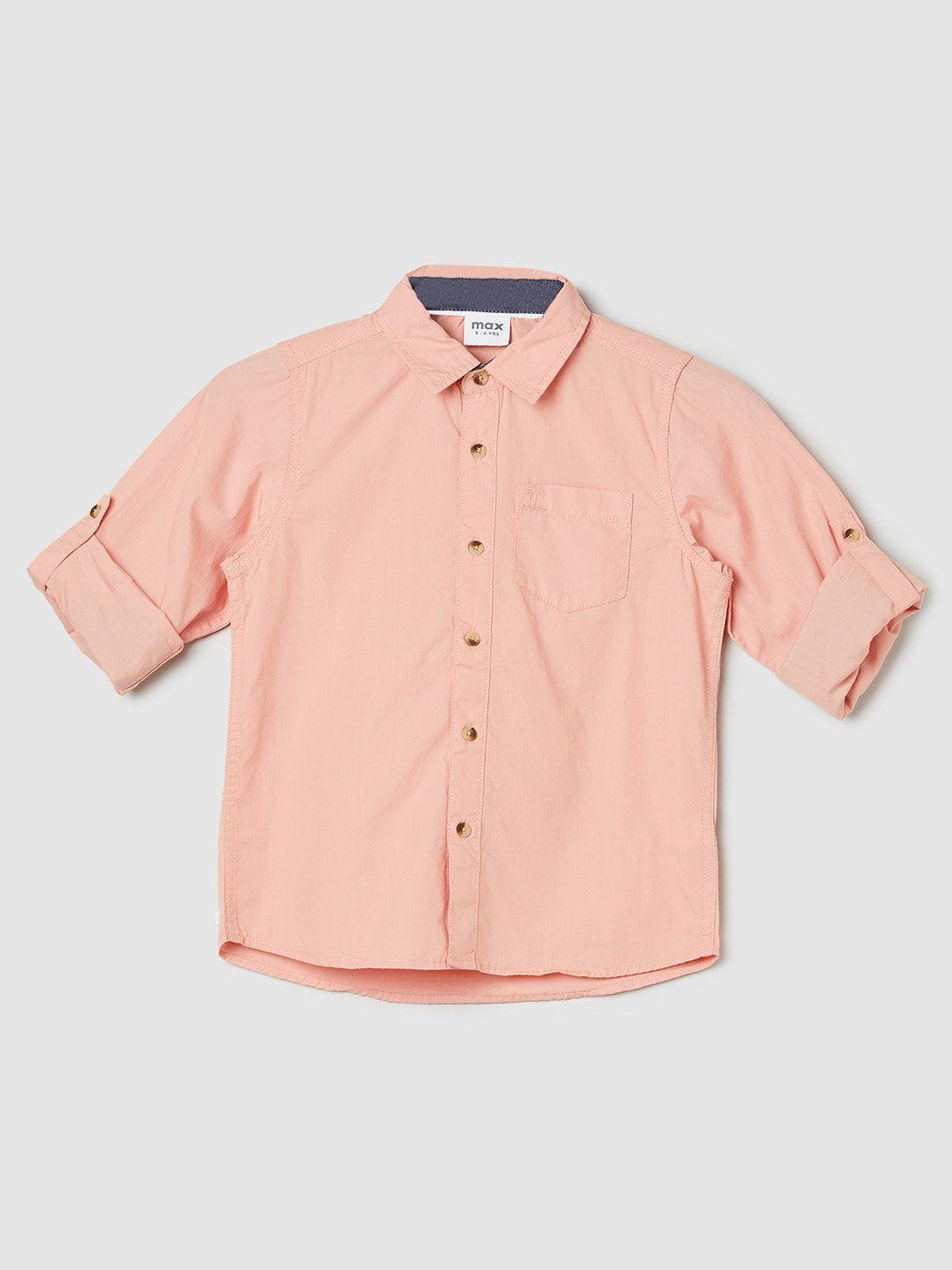 max boys orange opaque casual shirt