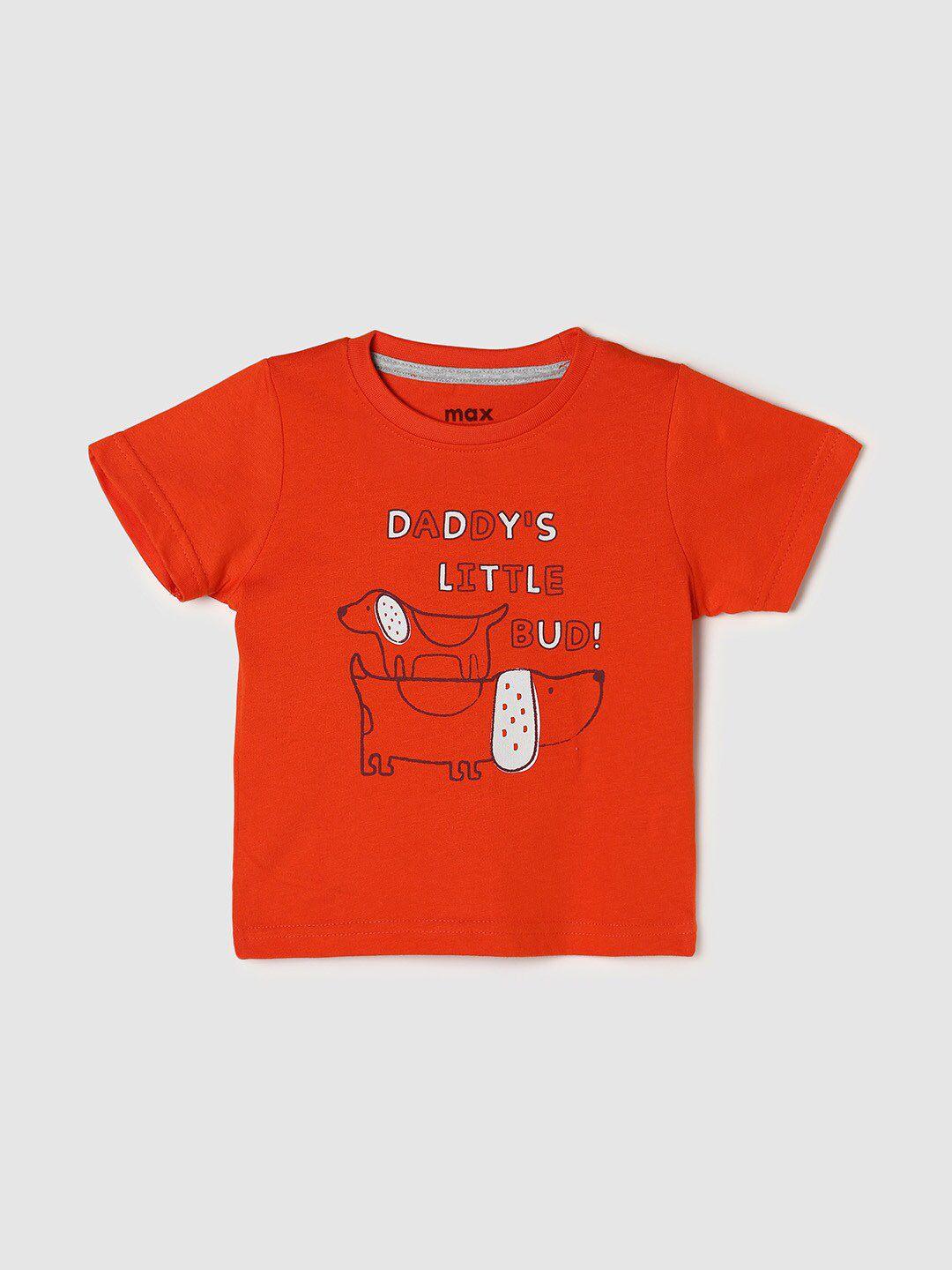 max boys orange typography printed t-shirt