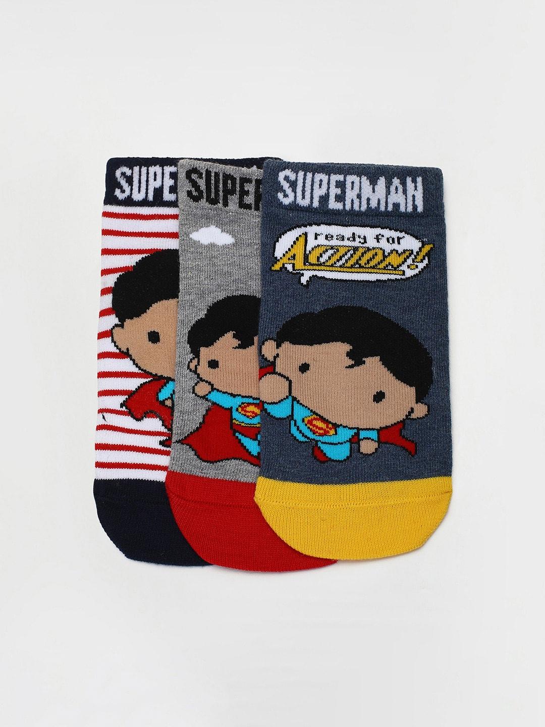 max boys pack of 3 superman patterned ankle-length socks