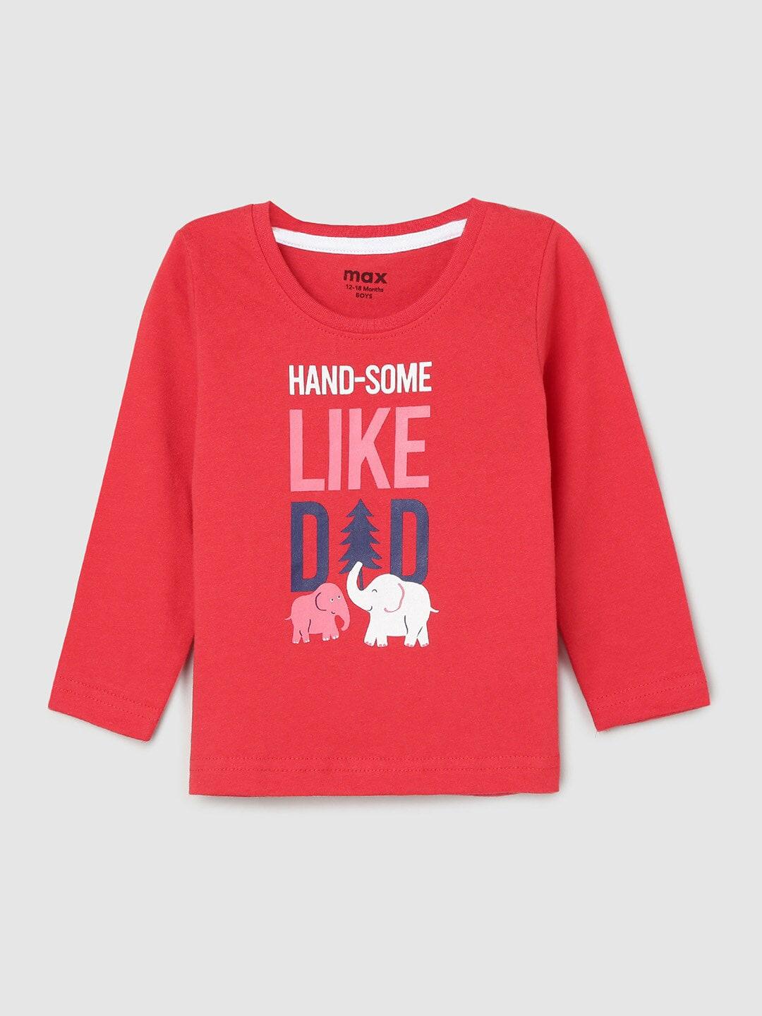 max-boys-red-typography-printed-cotton-t-shirt