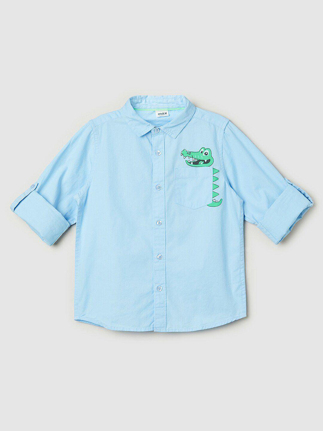 max boys roll-up sleeves pure cotton  shirt