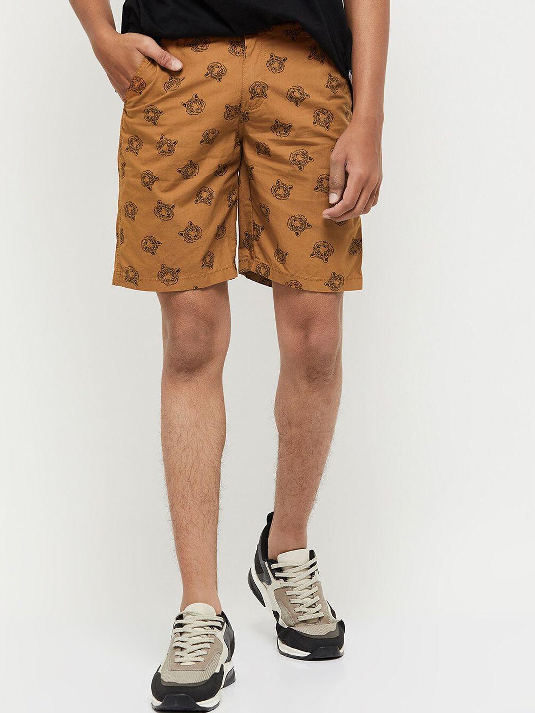 max boys rust conversational printed cotton shorts