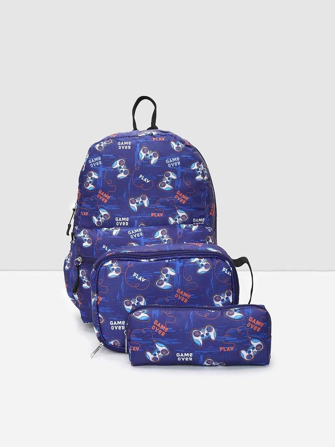 max boys set of 3 graphic printed non-padded backpack