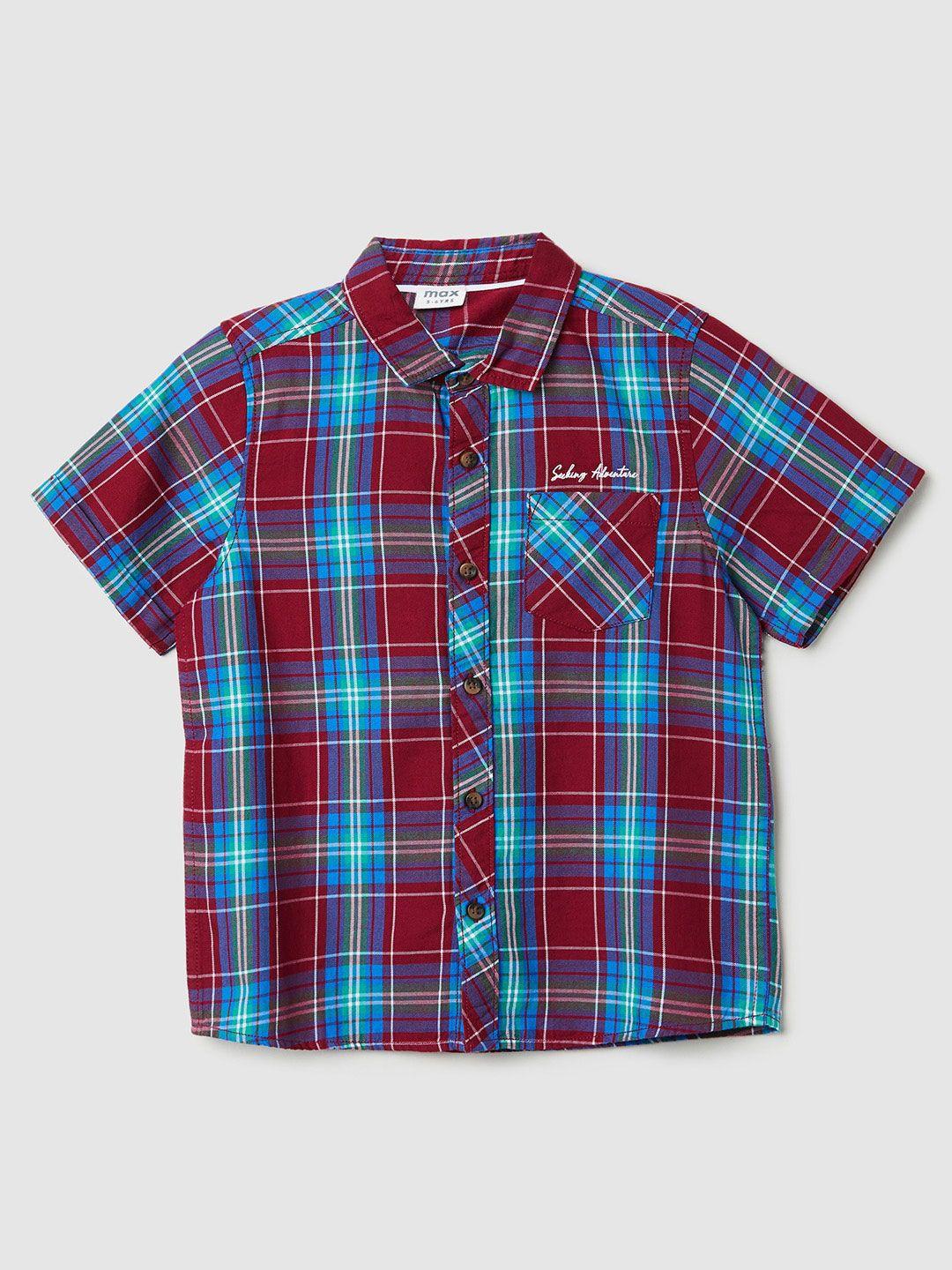 max boys tartan checks opaque checked cotton casual shirt
