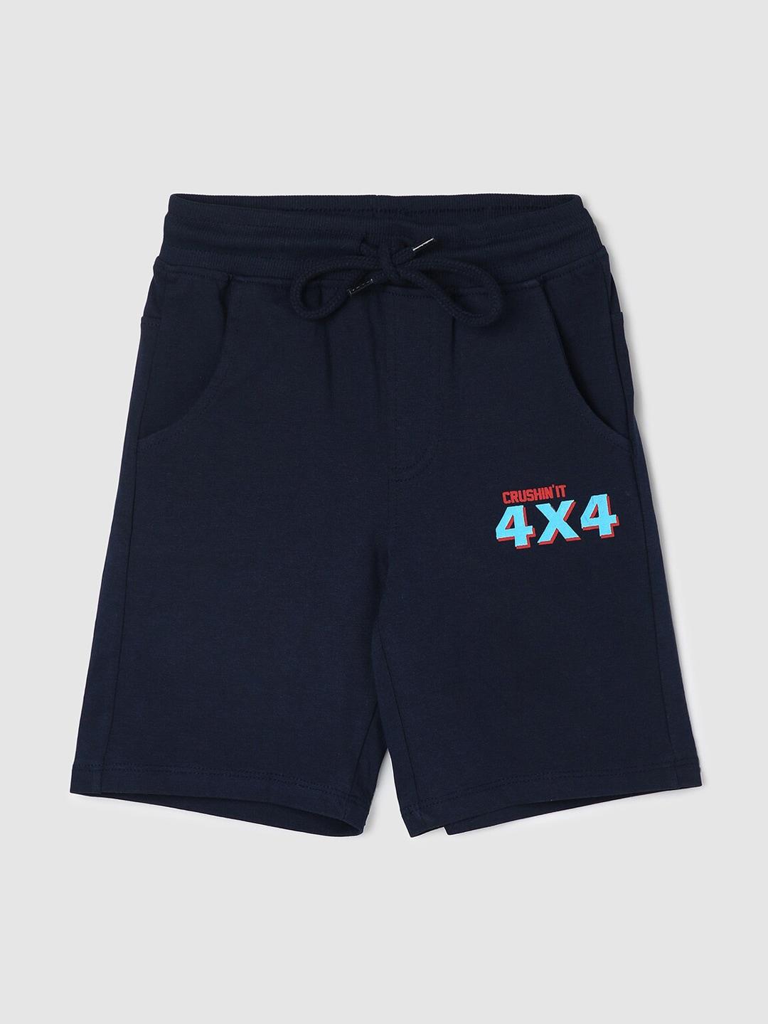 max boys typography printed mid-rise pure cotton shorts
