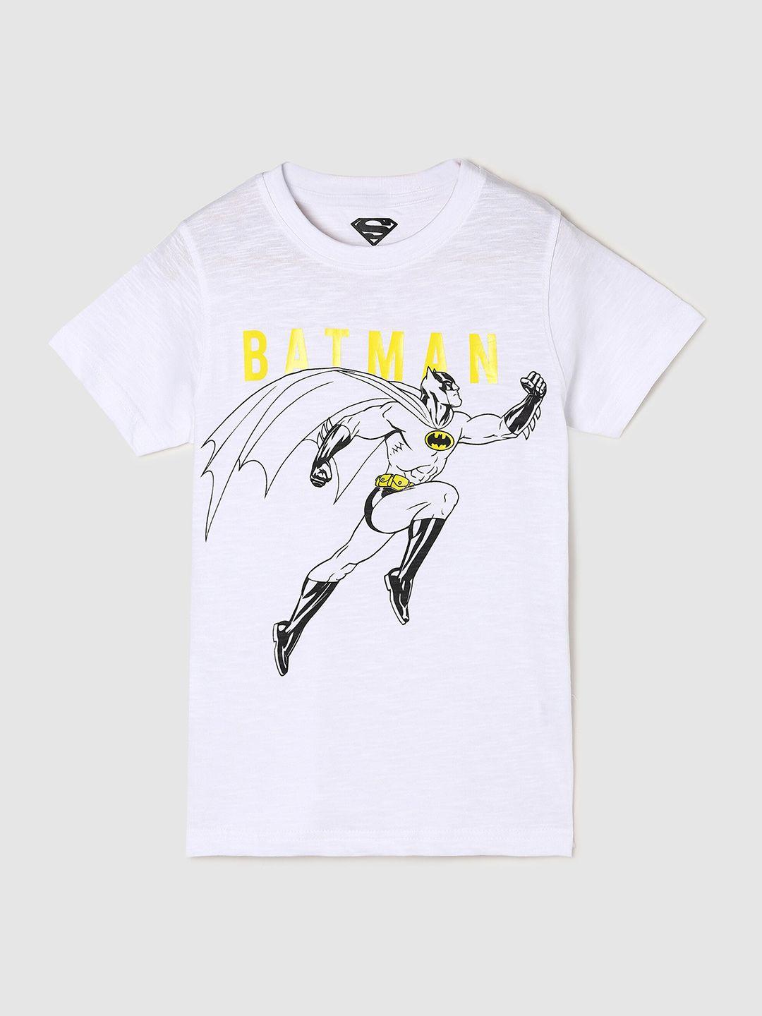 max boys white batman printed pure cotton t-shirt