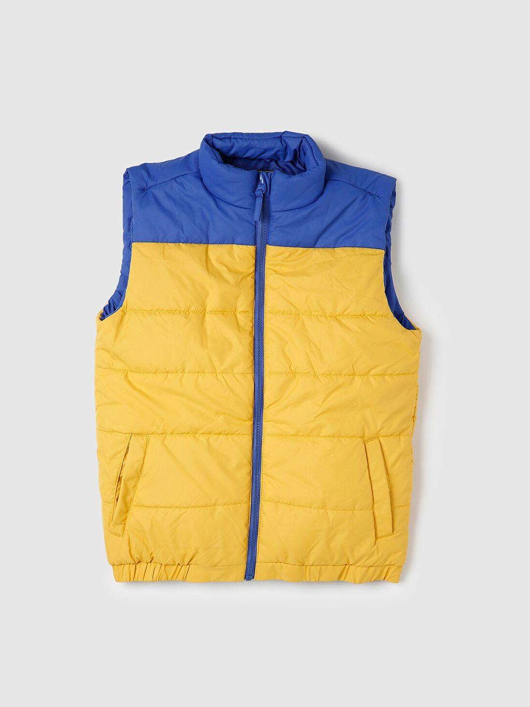 max boys yellow & blue colourblocked puffer jacket