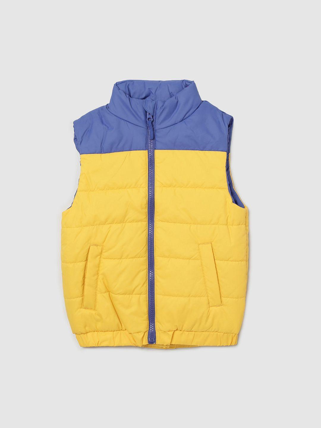 max boys yellow blue colourblocked padded jacket