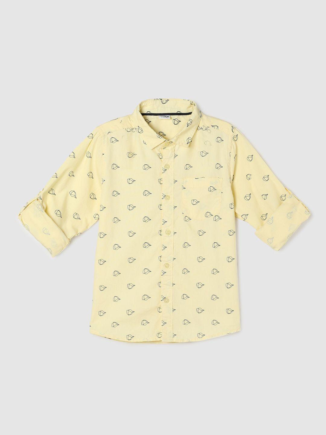 max boys yellow printed pure cotton casual shirt