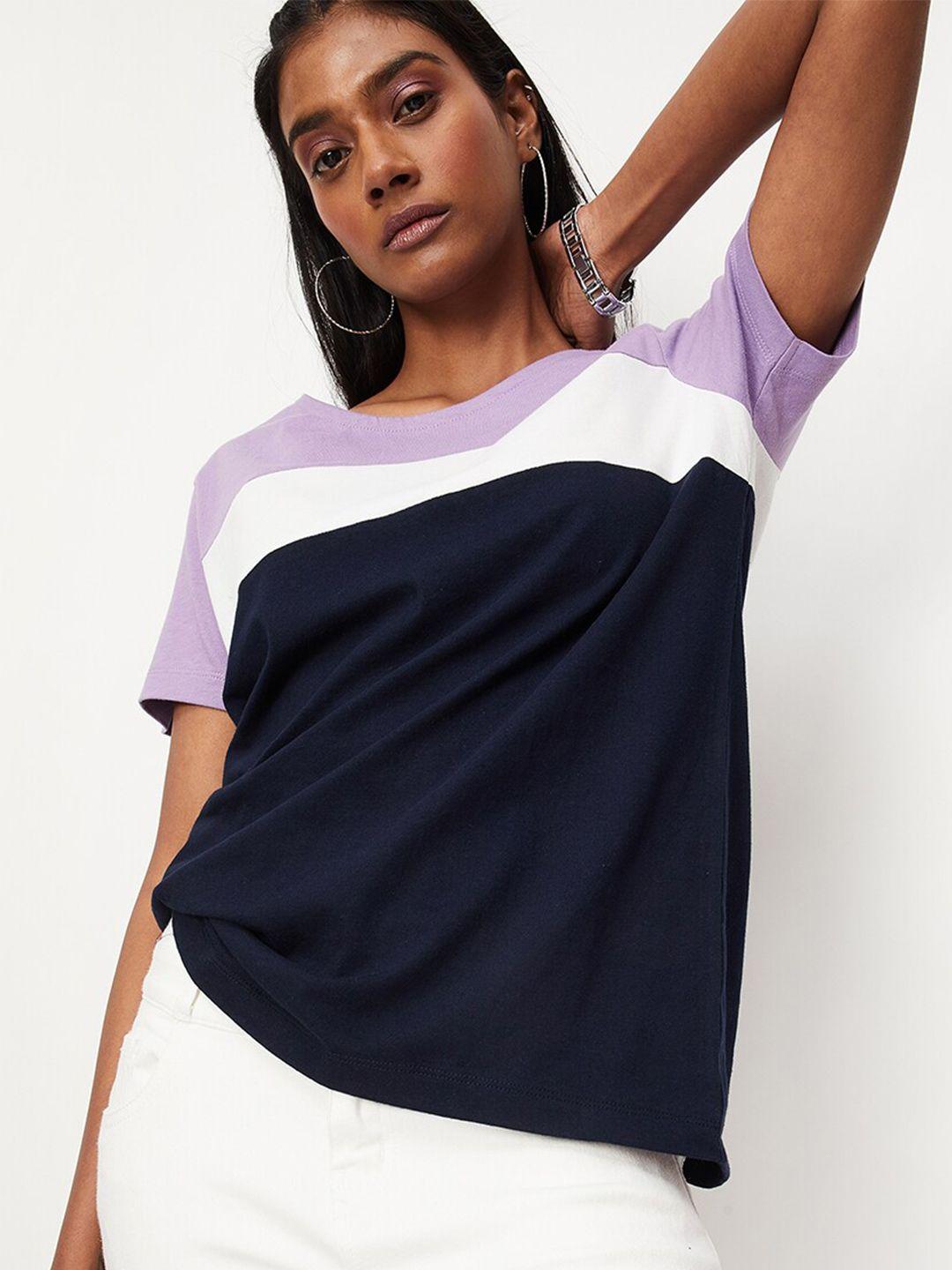 max colourblocked cotton styled back top