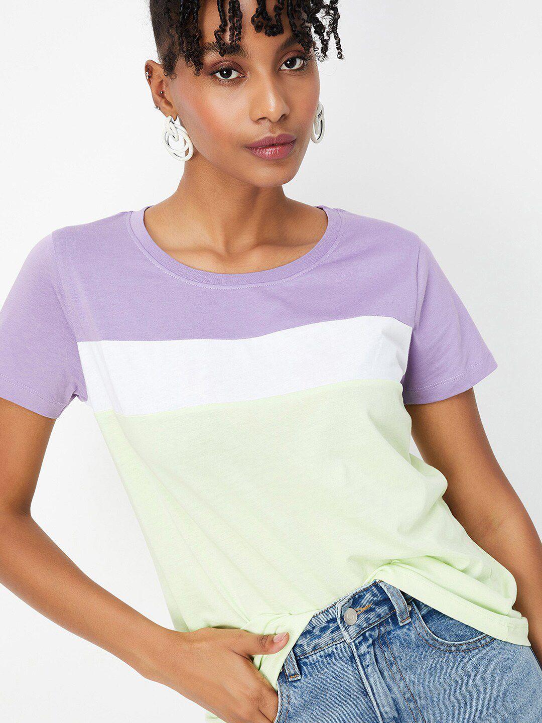 max colourblocked round neck cotton t-shirt