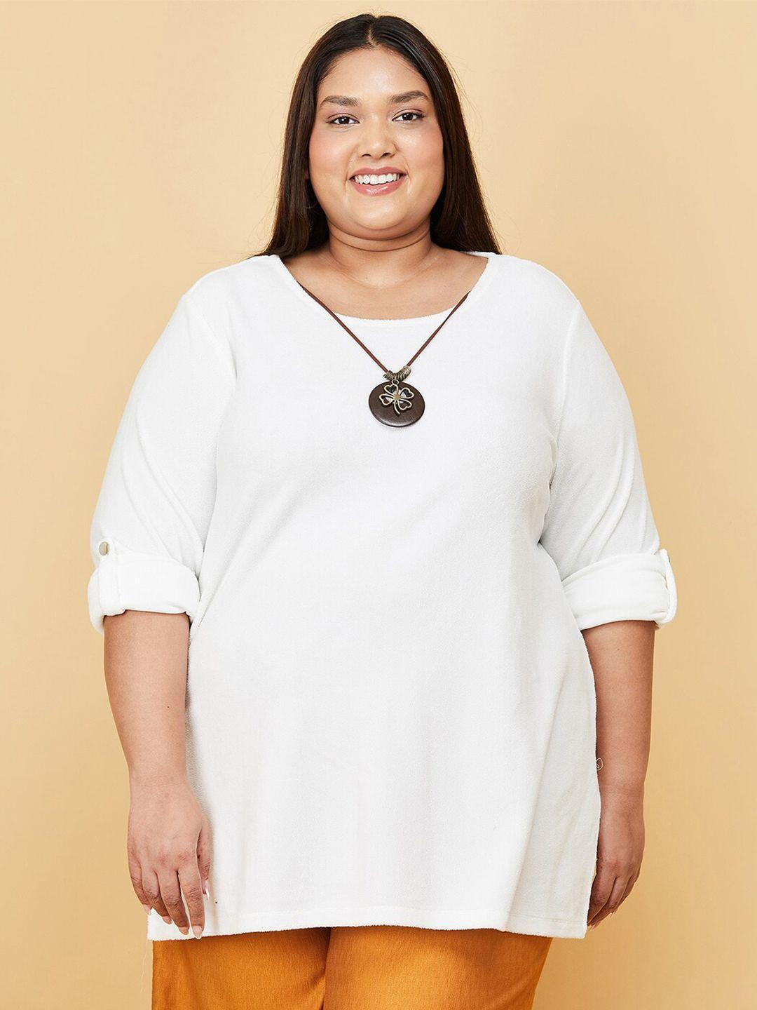 max cream-coloured roll-up sleeves top