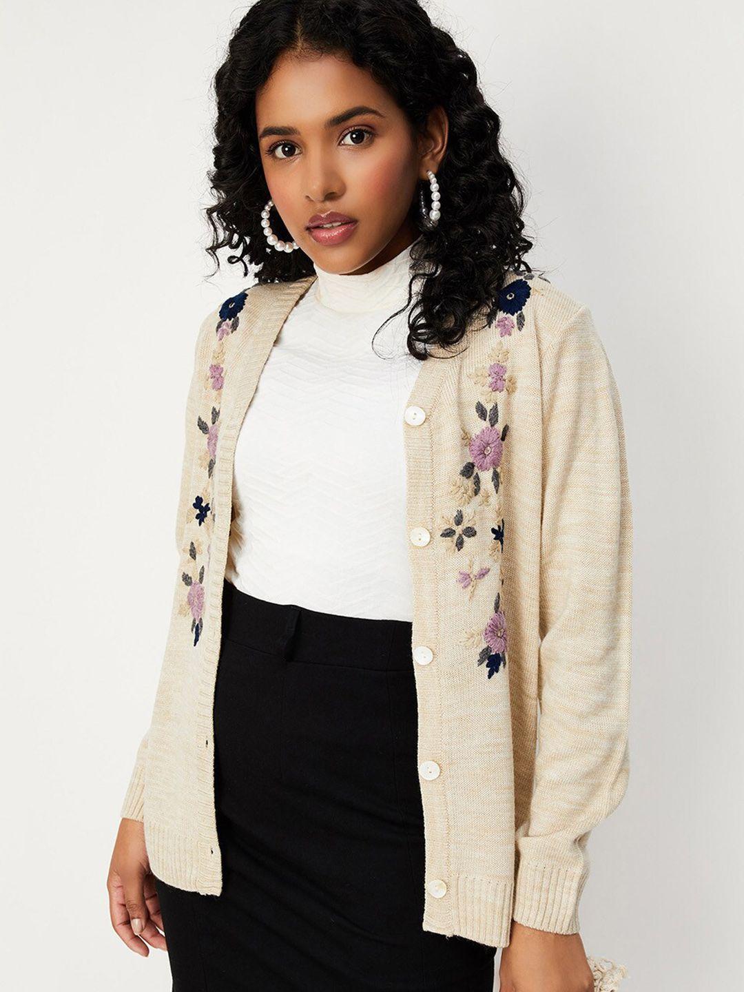 max embroidered v-neck cardigan sweater