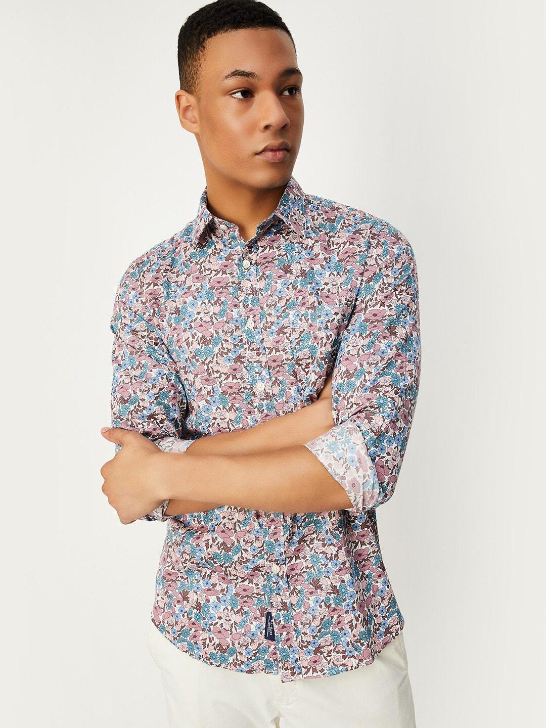 max floral opaque printed pure cotton casual shirt