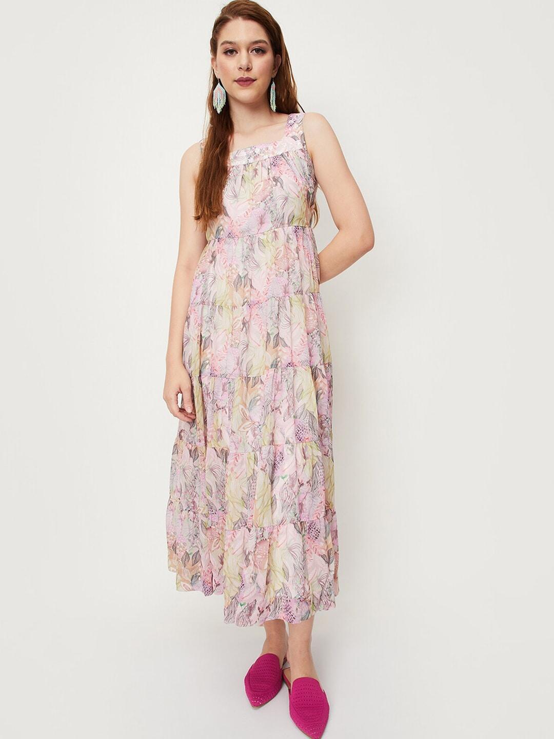 max floral print fit & flare maxi dress