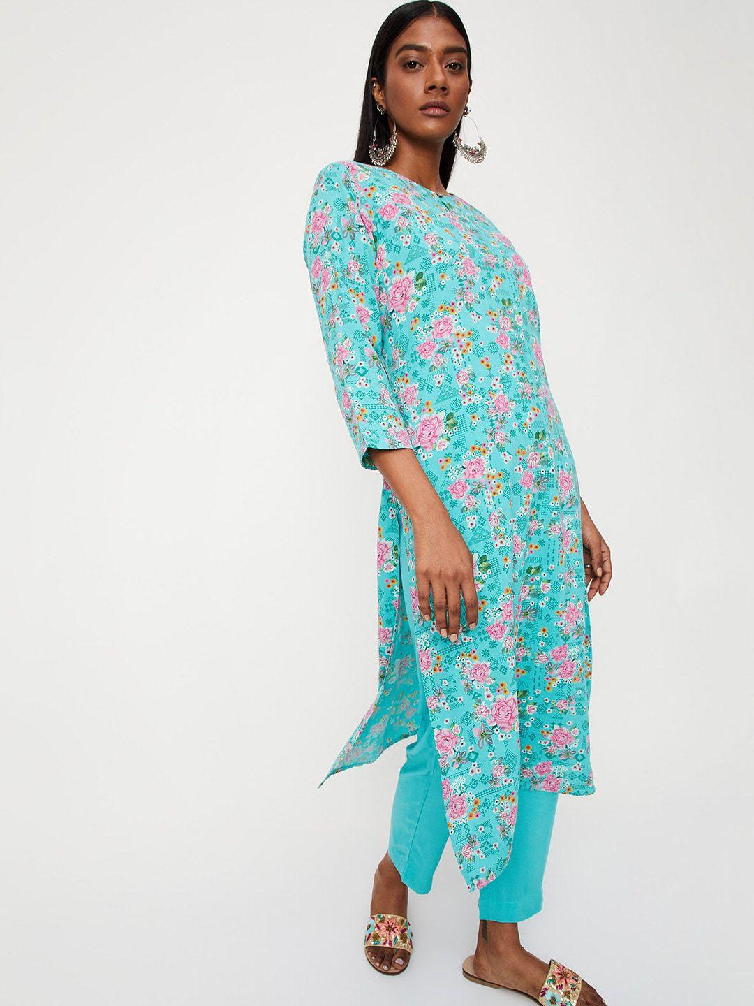 max floral printed kurta with trousers