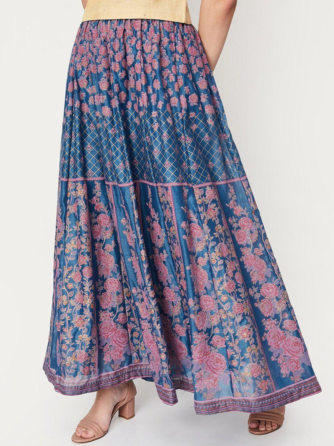 max floral printed maxi flared skirts