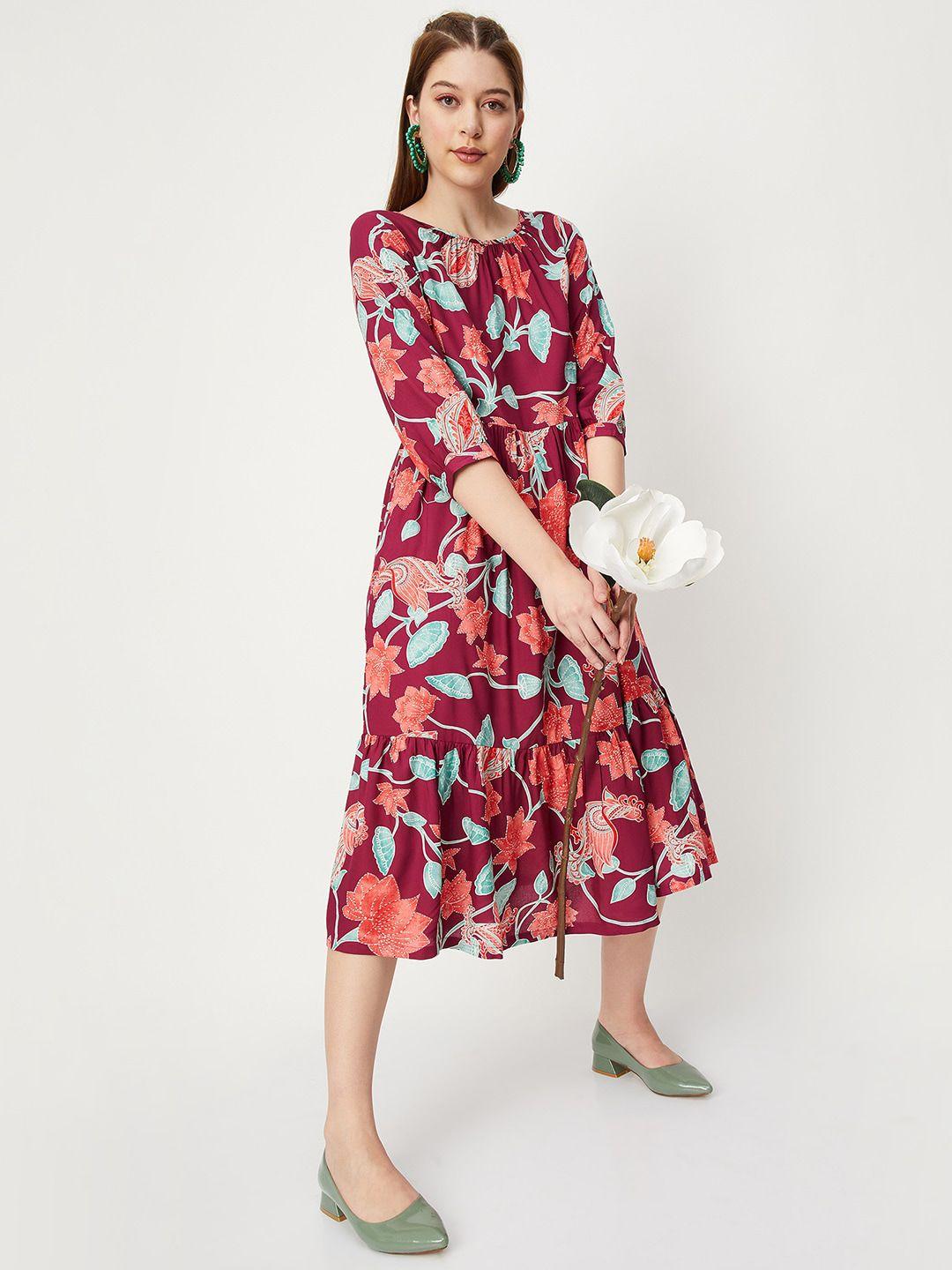 max floral printed midi-length ethnic dress