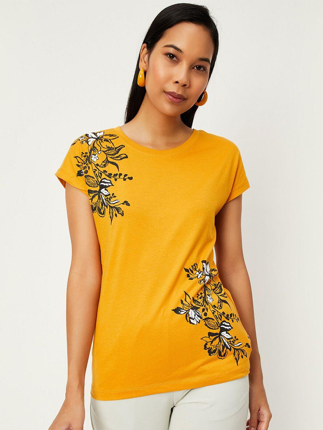 max floral printed round neck casual knitted pure cotton t-shirt
