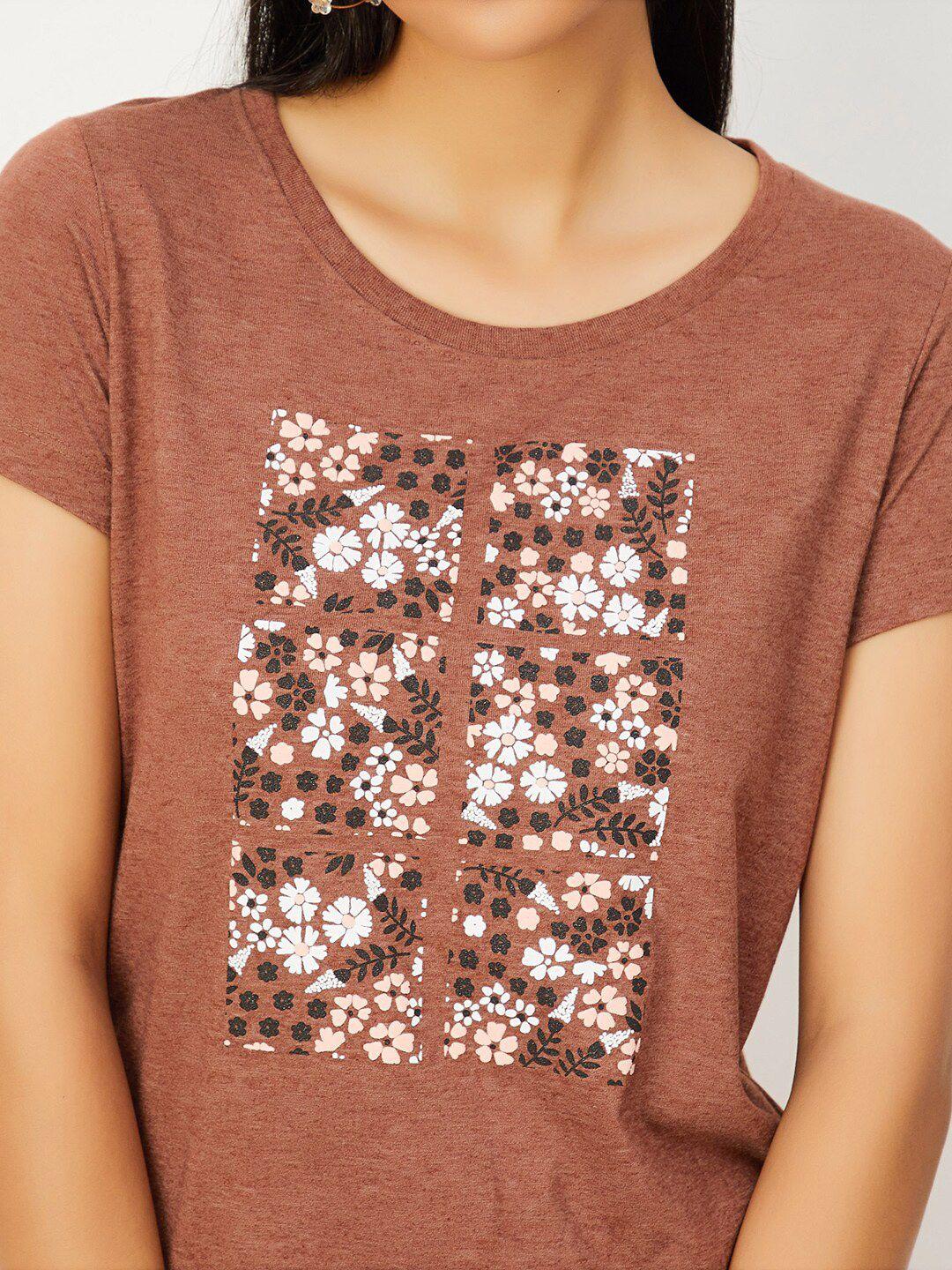 max floral printed round neck cotton regular t-shirt