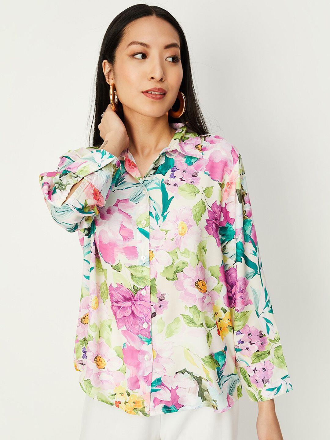 max floral printed shirt style top