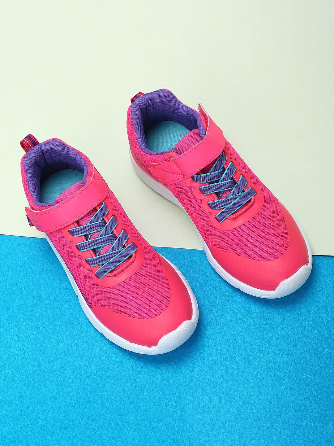 max girls pink woven design pu sneakers