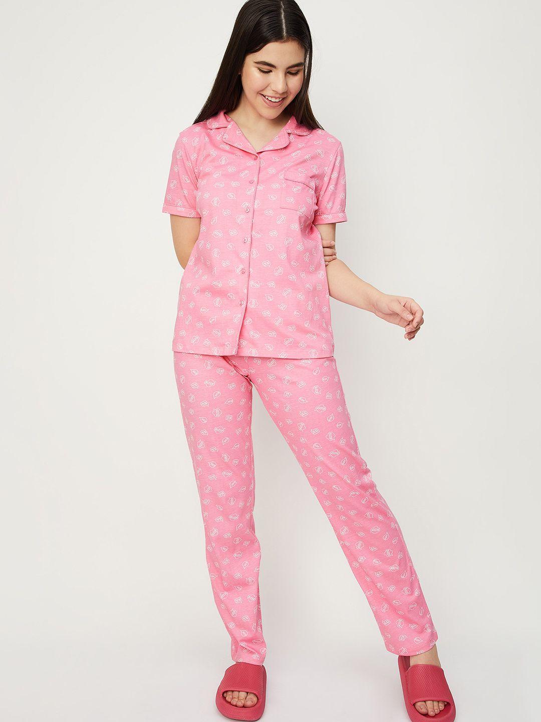 max graphic printed pure cotton night suit