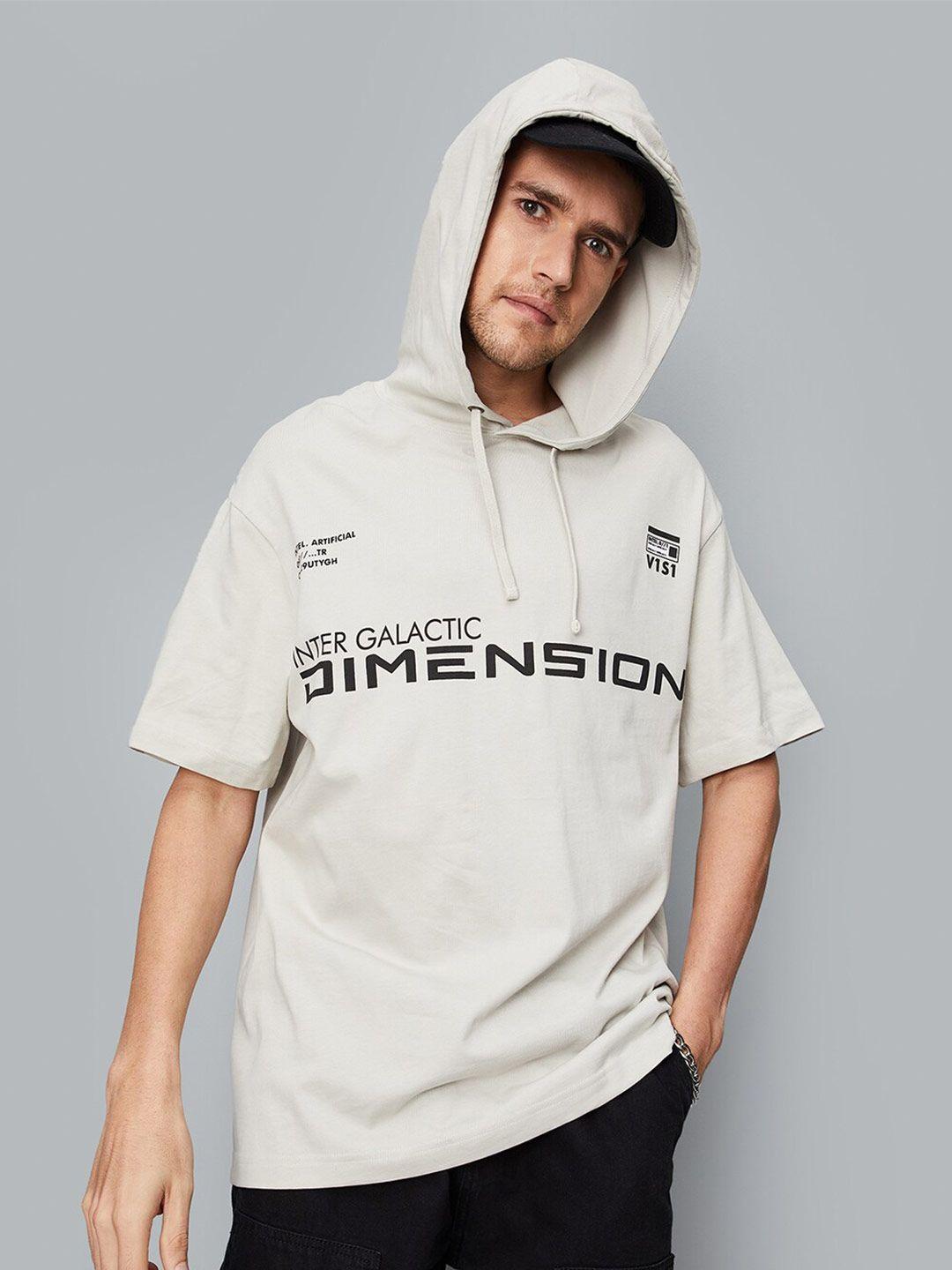 max hooded typography printed cotton oversized t-shirt