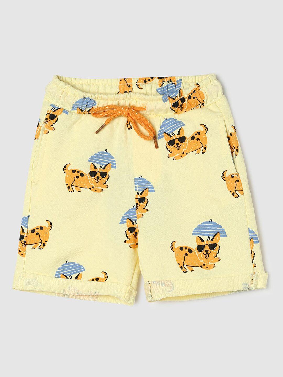 max infant boys conversational printed mid-rise regular fit pure cotton shorts