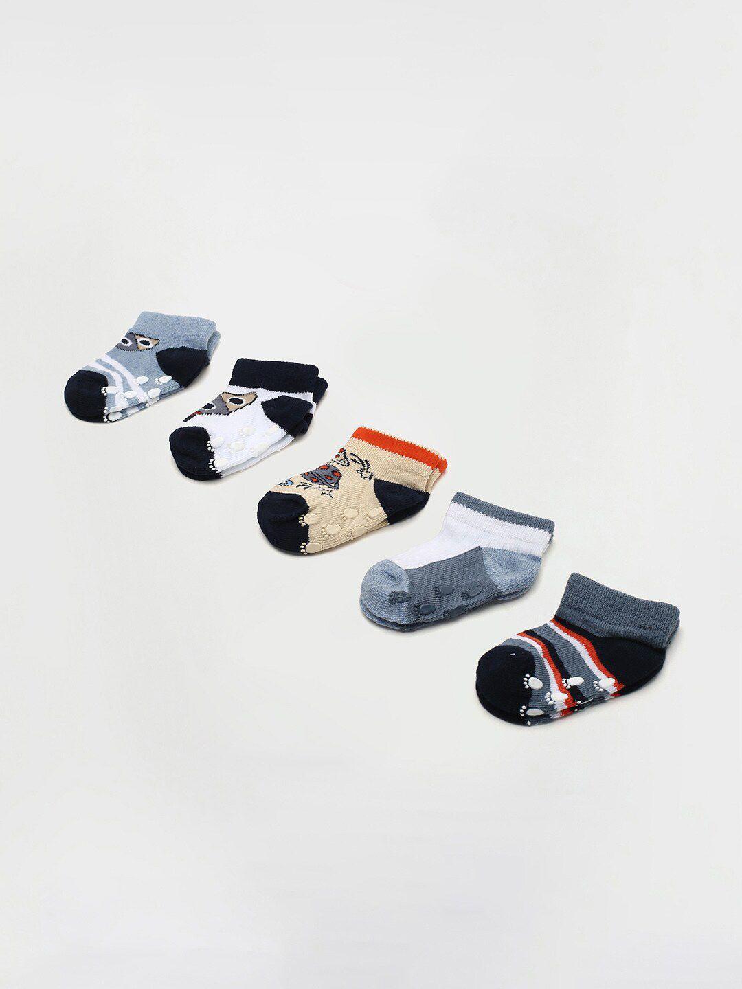 max infants boys pack of 5 patterned ankle-length socks