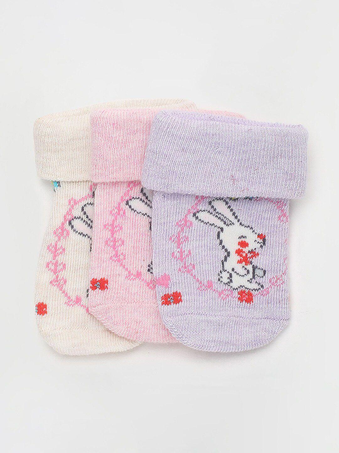 max infants girls pack of 3 patterned ankle-length socks